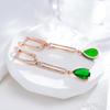 Drop Shape Green Zircon Double Layer Long Tassel Dangle Earrings for Women Elegant Jewelry Ethnic Style Accessories
