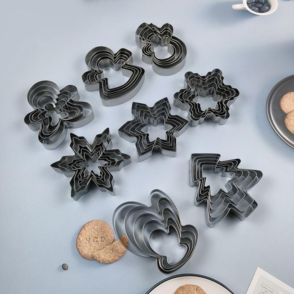 Claus Stainless Steel Snowflake DIY Christmas Decor Biscuit Mold Baking Tools Cookie Cutters Set