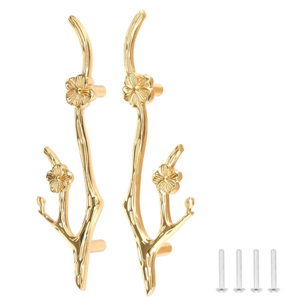 Золотая мебельная ручка в виде веточки, ручка для ящика комода, ручка-кнопка для комода в форме цветочной ветви, латунные ручки для шкафа в виде ветвей для домашнего декора