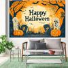 2D graphic design, 1 piece of Halloween-themed background fabric, featuring pumpkins and bats