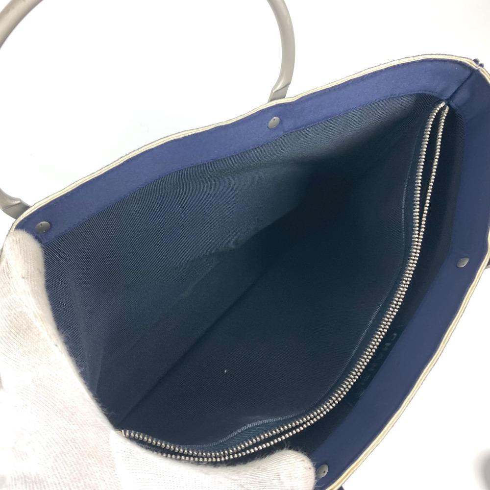 CHANEL Metal handle Bag Tote Bag Hand Bag polyamide Navy