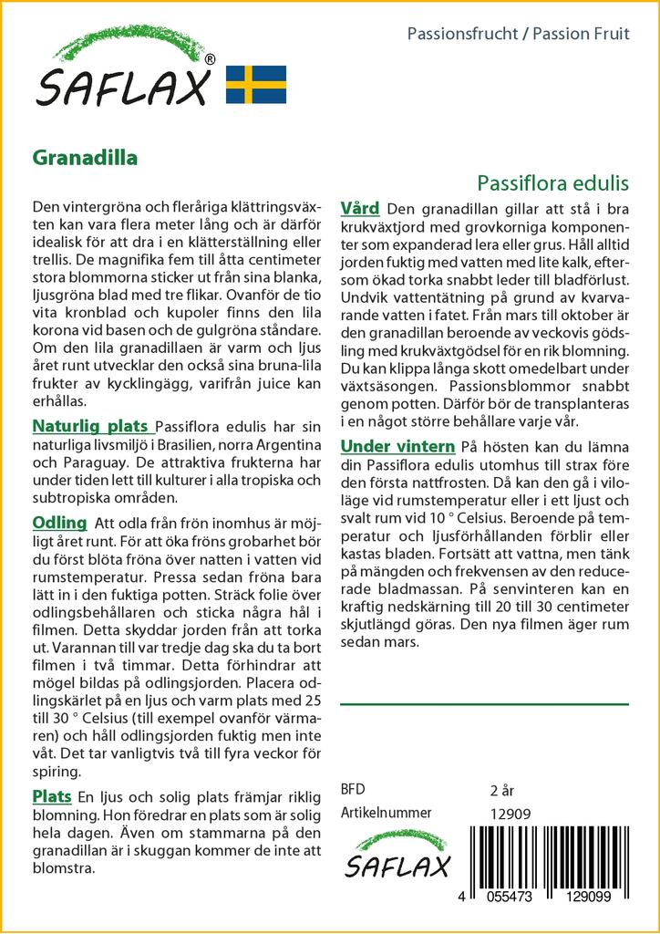 SAFLAX Маракуйя - 40 семян - Passiflora edulis