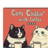 1/2 шт. настенный календарь 2025 года «Кошки отдыхают с кофе», настенный календарь на 12 месяцев, календарь «Кошки с кофе», семейный офисный органайзер для любителей кошек, подарок