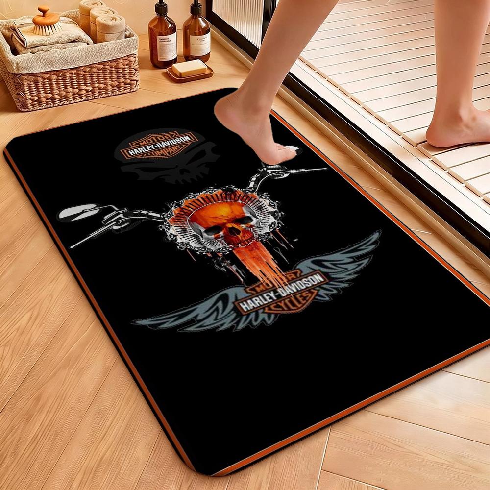 Harley Davidson Biker Flames Carpet Home Decor Doormat Art Room Christmas Gifts