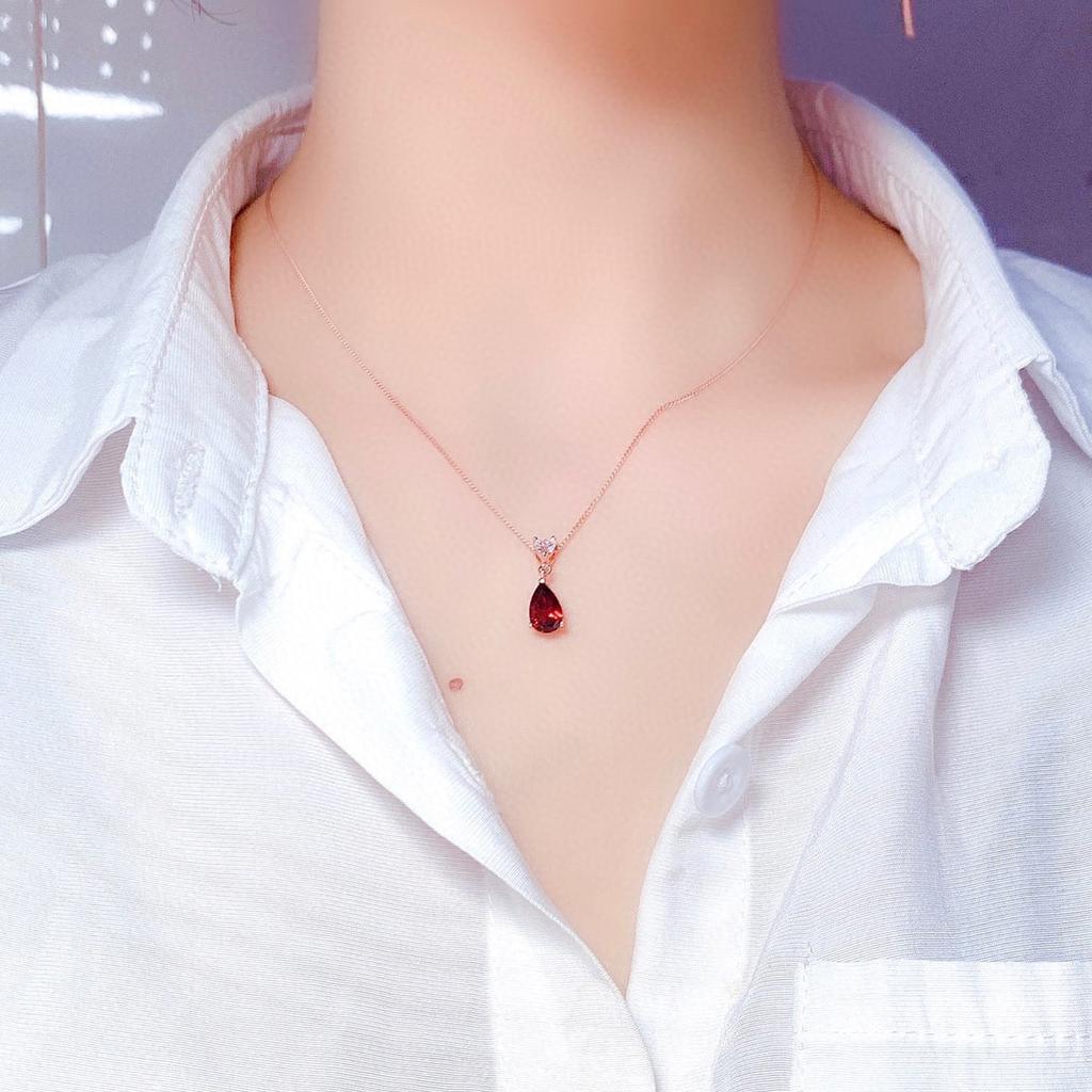 BELLA BOX Цвет розового золота, капля воды, красный цвет, сокровище, простой темпераментный кулон, цепочка на ключицы для женщин, свадебные украшения
