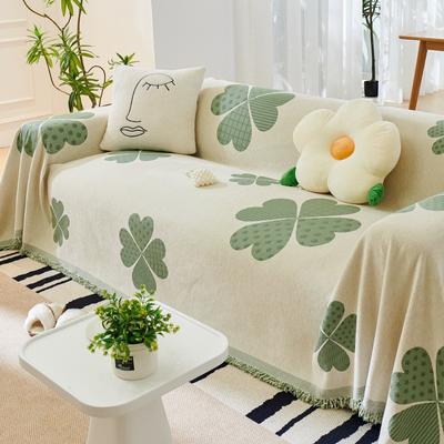 Чехол для дивана с изображением зеленого клевера и шенилла, полотенце Ins Style Four Seasons, универсальный интегрированный чехол для дивана, полное покрывало, одеяло