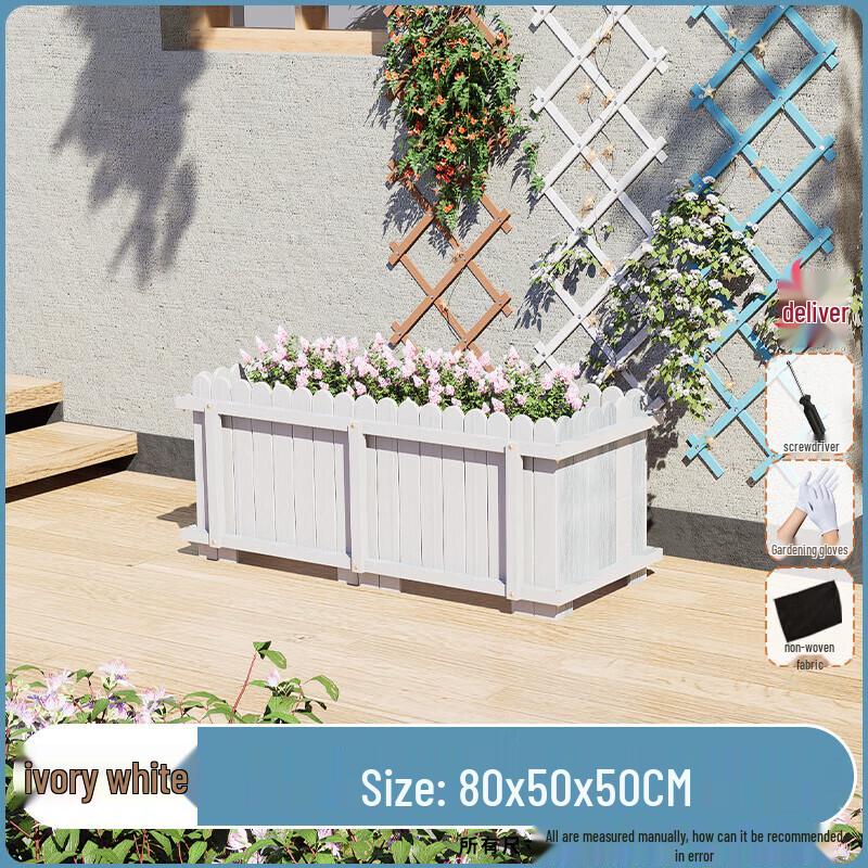 Outdoor Carbonized Solid Wood Planter Box