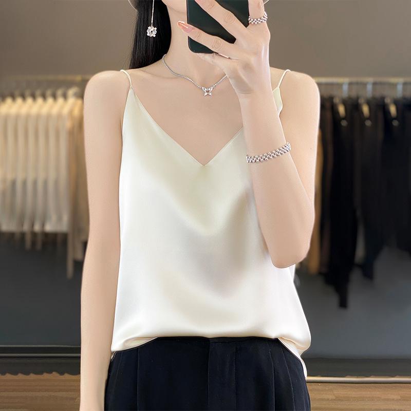 Silk Camisole Summer Female V-neck Inner Sleeveless Blouse Halter Tops for Women