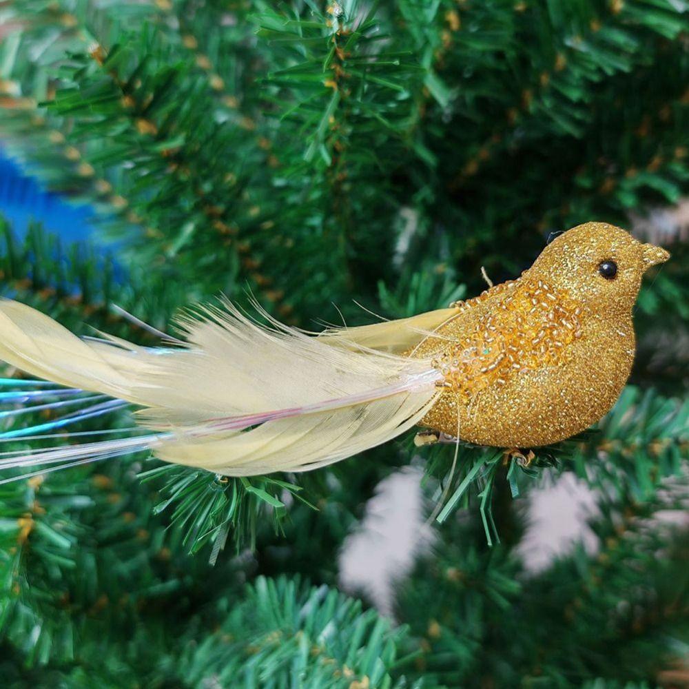 4 Pcs Cute With Clip Christmas Feather Bird Handmade Sparkling Simulation Bird Vivid Colorful Bird Ornaments Xmas Tree Decor