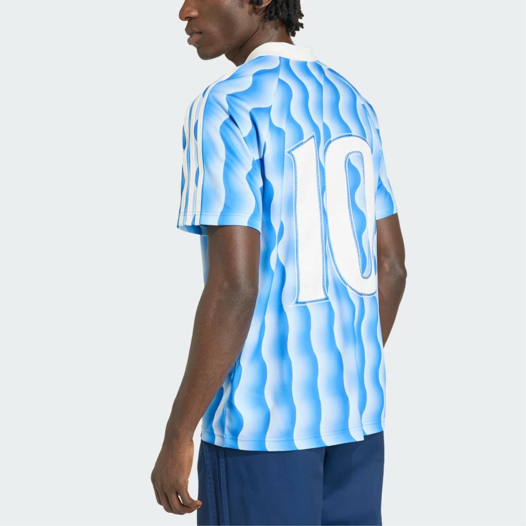 adidas Оригинальная полосатая цифровая свободная рубашка-поло для мужчин, топы KX1258