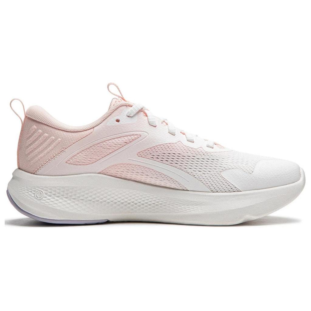 Li Ning Амортизирующие износостойкие легкие низкие повседневные кроссовки женские белые розовые AGLU260-4