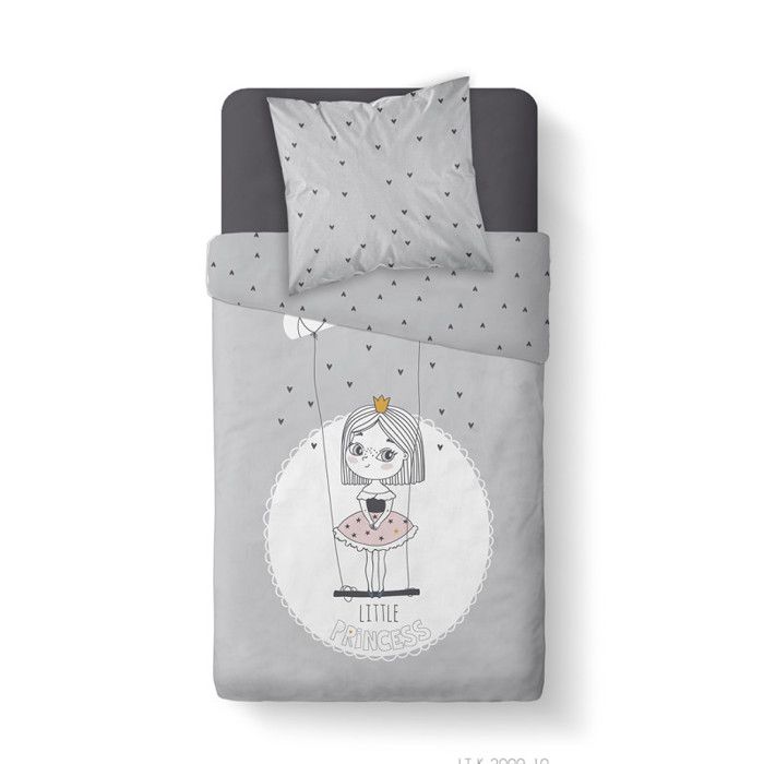 Parure de couette 140 x 200 "Little Princess" Réversible 100% Coton / 57 Fils/cm²