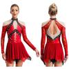 Women Figure Skating Performance Costume Sheer Mesh Rhinestones Leotard Dress for Modern Lyrical Dance Gymnastics Acrobatics