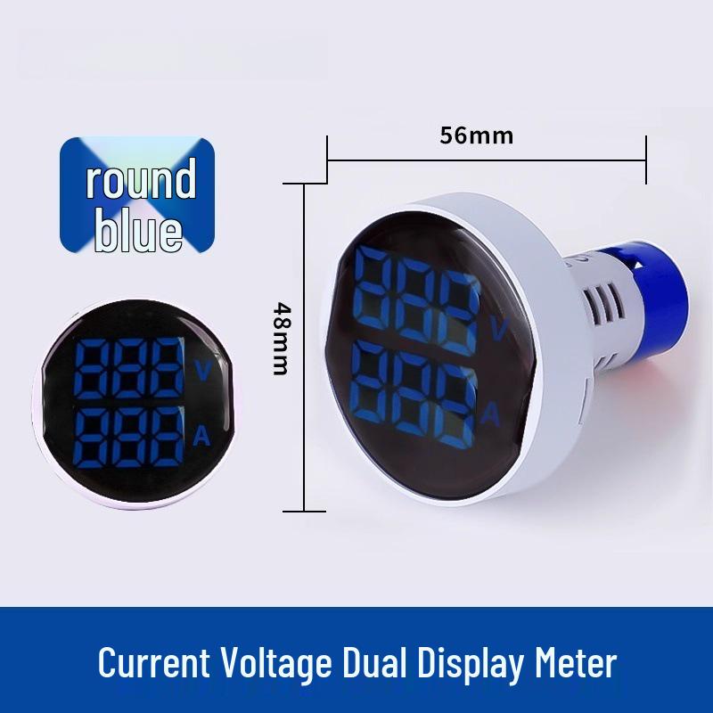22mm Dual Display LED Voltage Current Frequency Meter - Round/Square