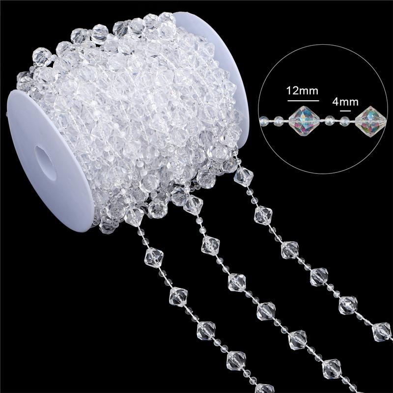 17-60Meter Imitation Pearl Acrylic Beaded Chain Trim Garland Strand for Door Curtain Wedding Decoration DIY Embellished Accessories