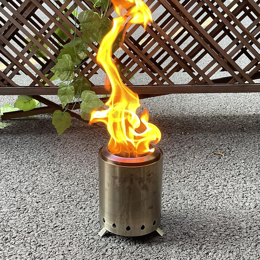 Xtahdge Stainless Steel Camping Wood Stove, Outdoor Smokeless Fire Pit, Small Backpacking Stove