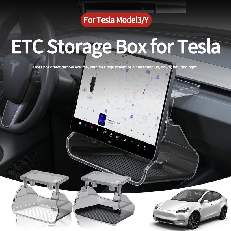 For Tesla Model Y Juniper 2025- / Model 3 Highland 2024- Central Control ETC Storage Box, Under Screen Hidden Storage Box Tray