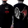 Angel Demon Wings Tee 100% Cotton Double-sided Printed Black Dark Street Style U