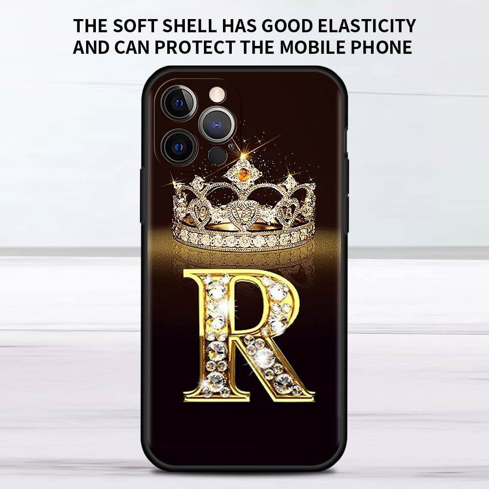 Чехол с золотым мраморным монограммой буквы для Apple iPhone 11 13 12 Pro 7 XR X XS Max 8 6 6S Plus 5 14 SE 2020 13Pro Черная крышка телефона