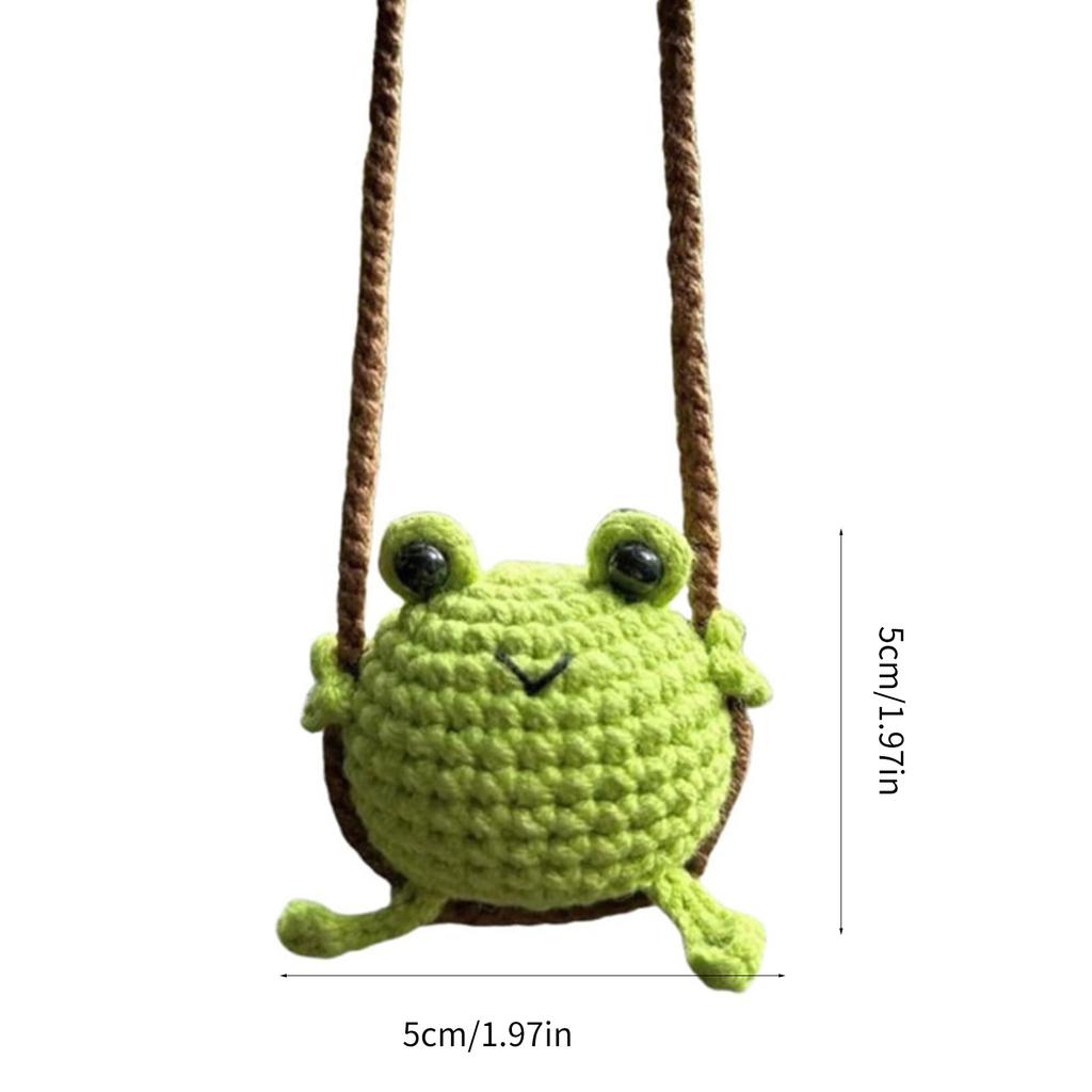 Ручная работа Лягушка Вязание крючком Украшение Автомобильный кулон Интерьерный декор Вязаная лягушка Автомобильное зеркало Подвесной аксессуар для зеркала