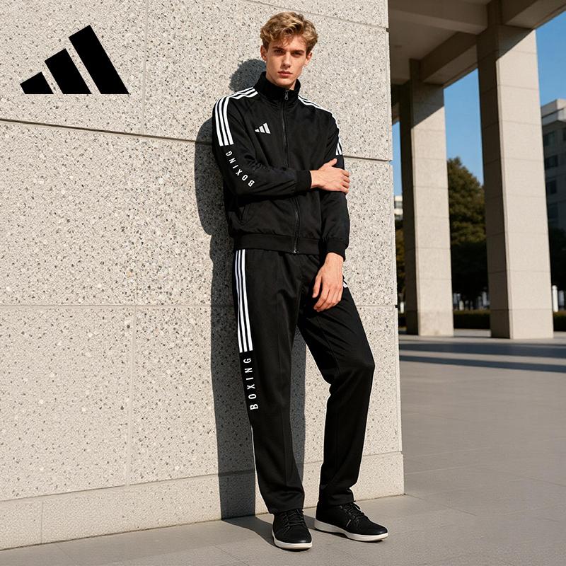 adidas Бокс 3 полоски Классический Ретро Прямые брюки Куртка Костюм-двойка Повседневный спортивный костюм Унисекс костюм TR30JR1BX+TR30PR1BX