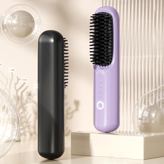 Cordless Hair Straightener Brush 3 Temp Adjustable Fast Heating USB Rechargeable Portable Negative