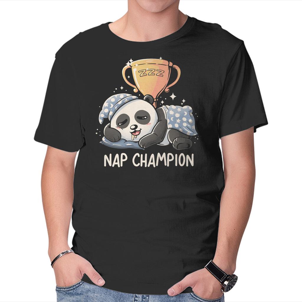 Unisex Crew Neck T-Shirt Nap Champion Graphic Short Sleeve Casual Tee
