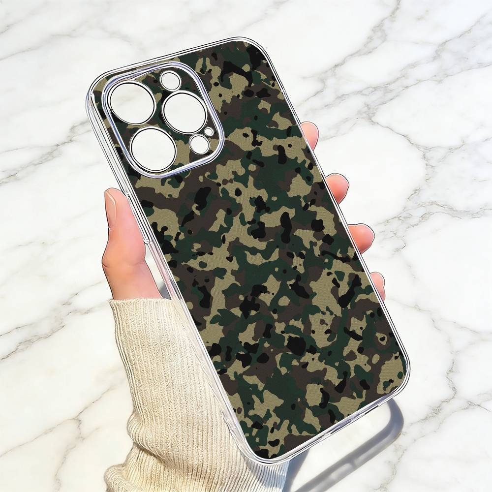 Камуфляжный Чехол Для Телефона Для iPhone 17 16 15 14 13 12 11 Mini Pro Max Plus Прозрачный Чехол