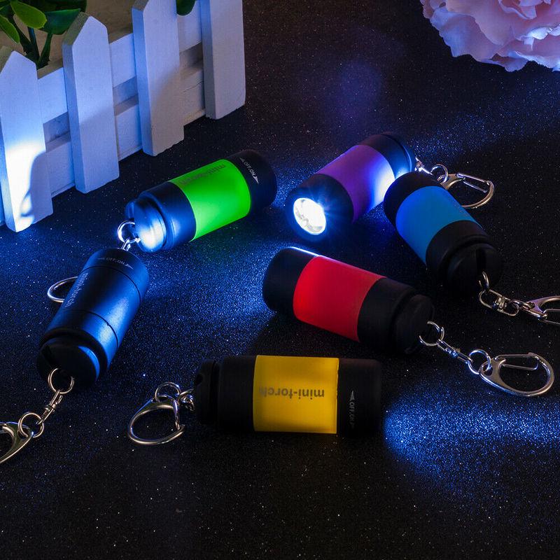 Mini LED Super USB Flashlight Outdoor Camping Small Torch Glare Lamp Pocke Keychains