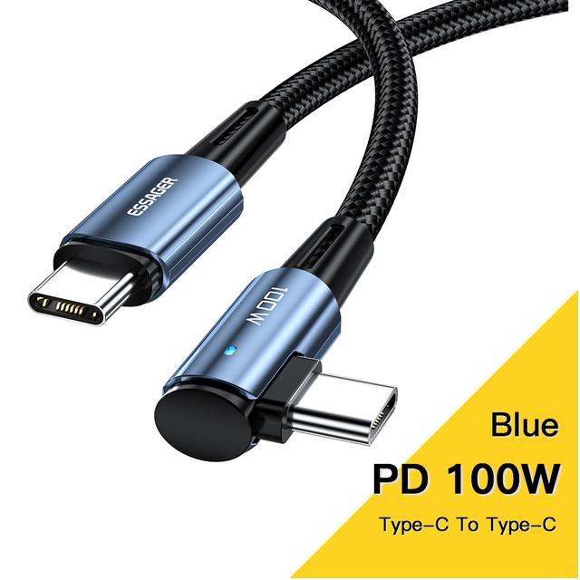 Essager 100 Вт 60 Вт кабель USB Type C к USB C угол 90 градусов для iPad MacBook Pro Xiaomi Samsung Huawei быстрая зарядка Type-C провод даты