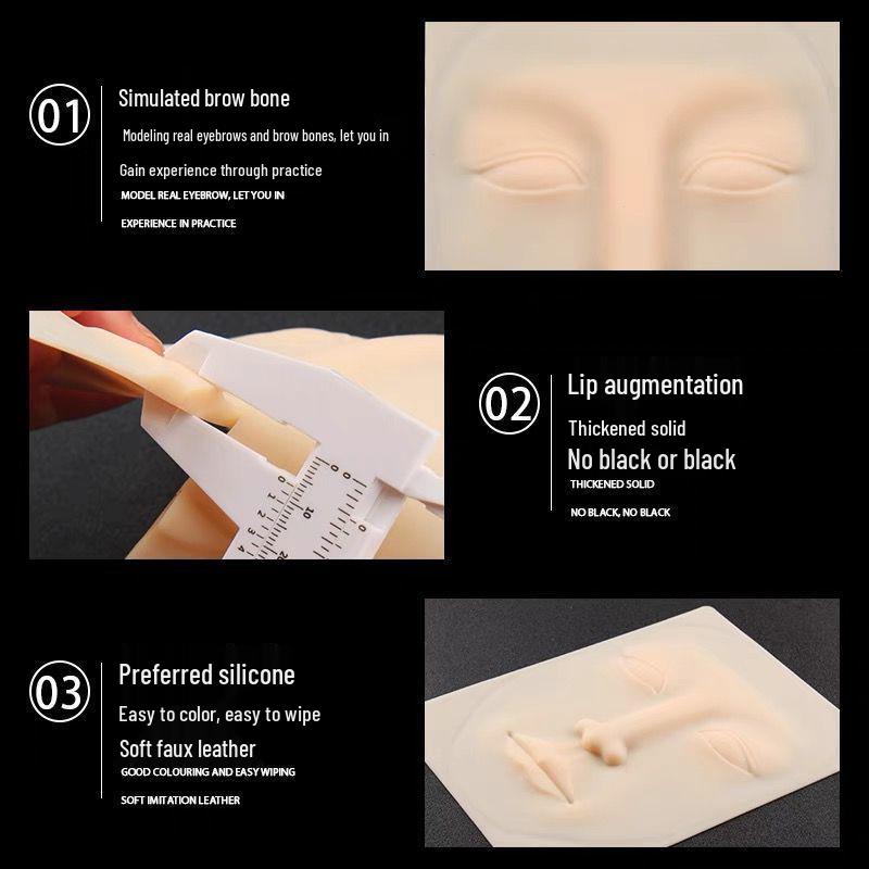 Сердце Мастера Высококачественный силиконовый тренировочный коврик для микроблейдинга бровей, подводки и губ - Утолщенная имитационная кожа.