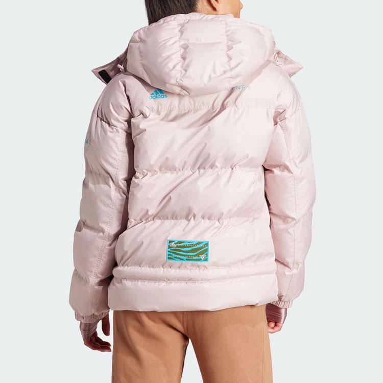 adidas X Stella McCartney куртка средней длины с принтом букв, ветрозащитная, водонепроницаемая, спортивная, свободная, с капюшоном, женская куртка, розовая IT5745