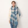 Gradual Change Plaid Scarf Imitation Cashmere Women's Autumn and Winter Increase Warmth Soft Shawl Fashion