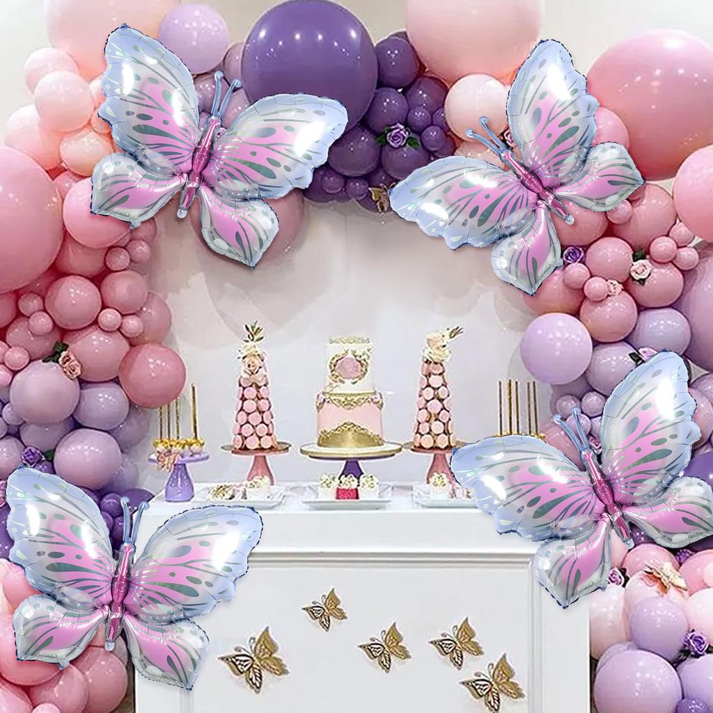 4 шт. фиолетовых воздушных шара из фольги в виде бабочек, для девочек, дня рождения, детского душа, свадьбы, предложения, вечеринки, украшения