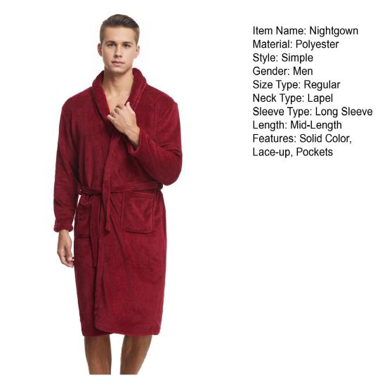 Ночная рубашка из фланели с карманами, длинными рукавами, шнуровкой, открытым спереди, длиной до колена, мужской халат для отдыха, одежда для сна