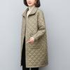 Women's Mid-Length Diamond Quilted Cotton Jacket for Early Autumn/Winter 2024 - Lightweight Outerwear for All Ages