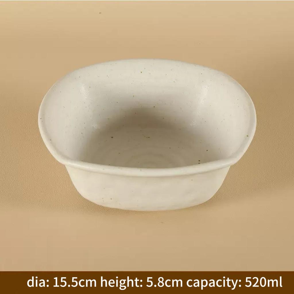 Jiutian Fired Coarse Pottery Bowl Color Glaze Microwave Safe Japanese Minimalist Design Vintage Hotel Tableware High-End Bowls