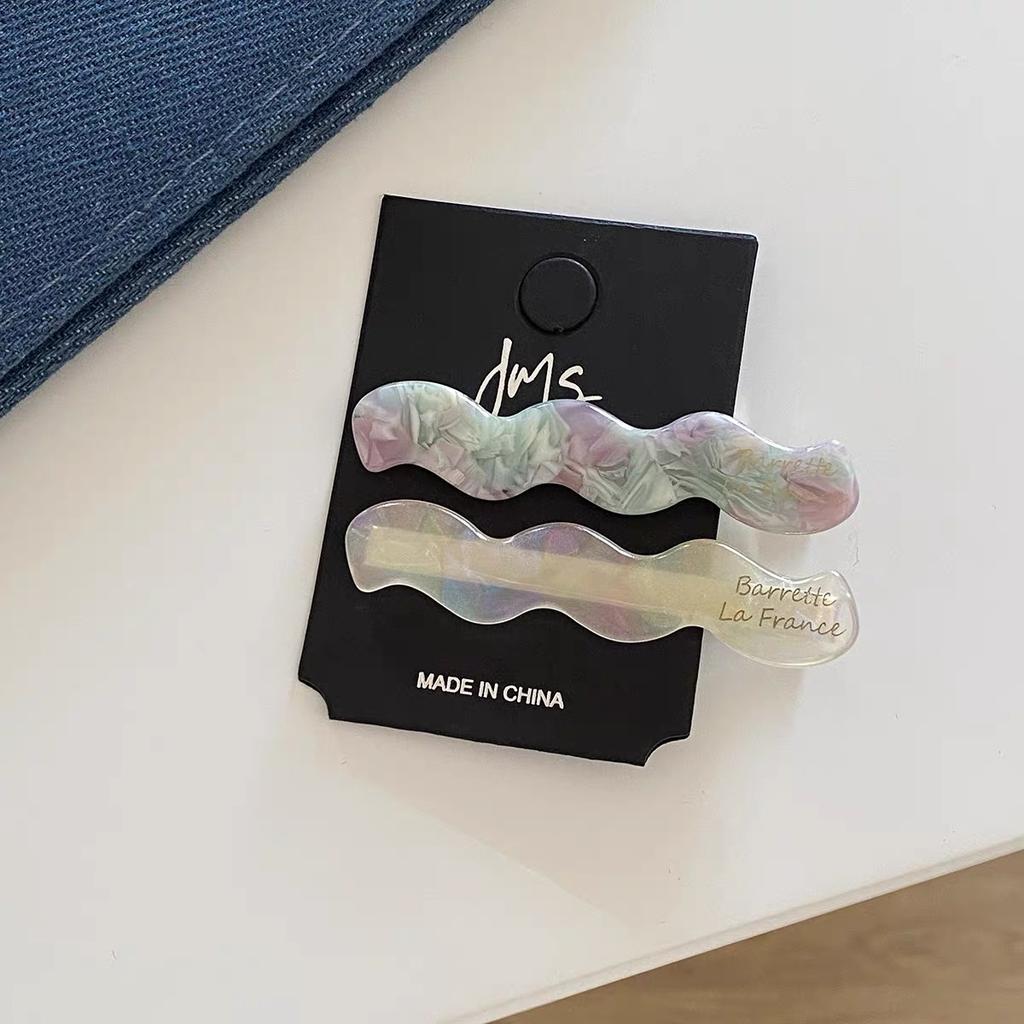 2pcs/set Acetate Hair Clips Wave Geometric Hairpin Colorful Printings Barrettes Elegant Sweet Cute Women Hair Accessories