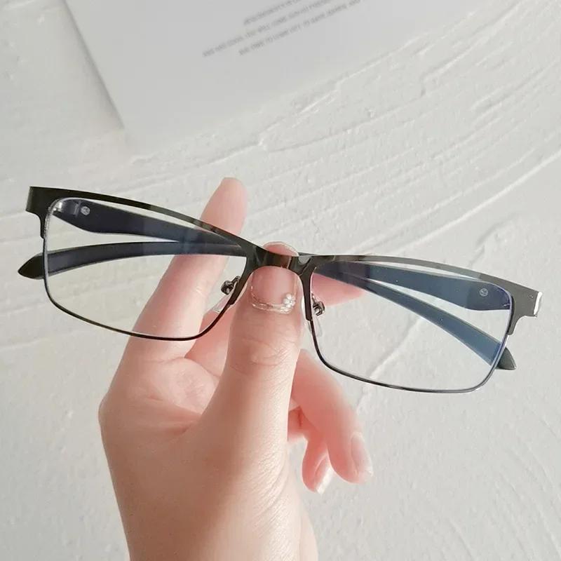 New Male Half Frame Business Myopia Glasses Blue Light Blocking Eye Protection Near Sight Glasses Ultra Light Unisex Glasses