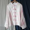 Женские винтажные рубашки с длинным рукавом, градиентные блузки, осенние свободные женские рубашки на пуговицах в китайском стиле