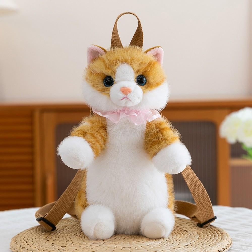 Кавайная Реалистичная Кошка Марионетка Кошка Рюкзак Мягкий Пушистый Милый Мультяшный Кот Рюкзак Школьные Сумки Дорожная Сумка для Хранения