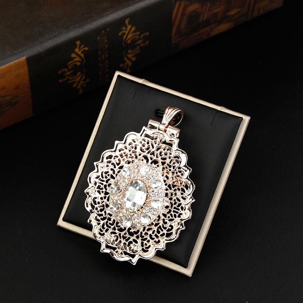 Gold Jewelry Women's Brooch Round Crystal Brooch Arabian Bride Bijoux Brooch Pendant Dual Purpose