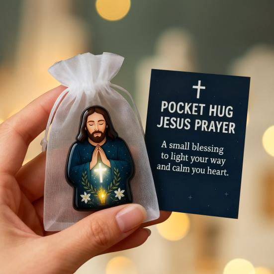 Pocket Hug Jesus Gift Blessing Jesus Prayer Figurine with Card Christian