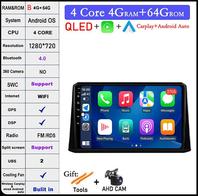 Для Toyota Corolla 2019-2020 Авто GPS Навигация Android 14 WiFi lPS/QLED Экран RDS Стерео Радио Автомобильный Мультимедийный Плеер 4GLTE