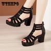 Sandals Women's Thick Heels New Non-slip Fish Mouth High-heeled Roman Women's Shoes Women's Soft Bottom Open Toe Heightening Sandals