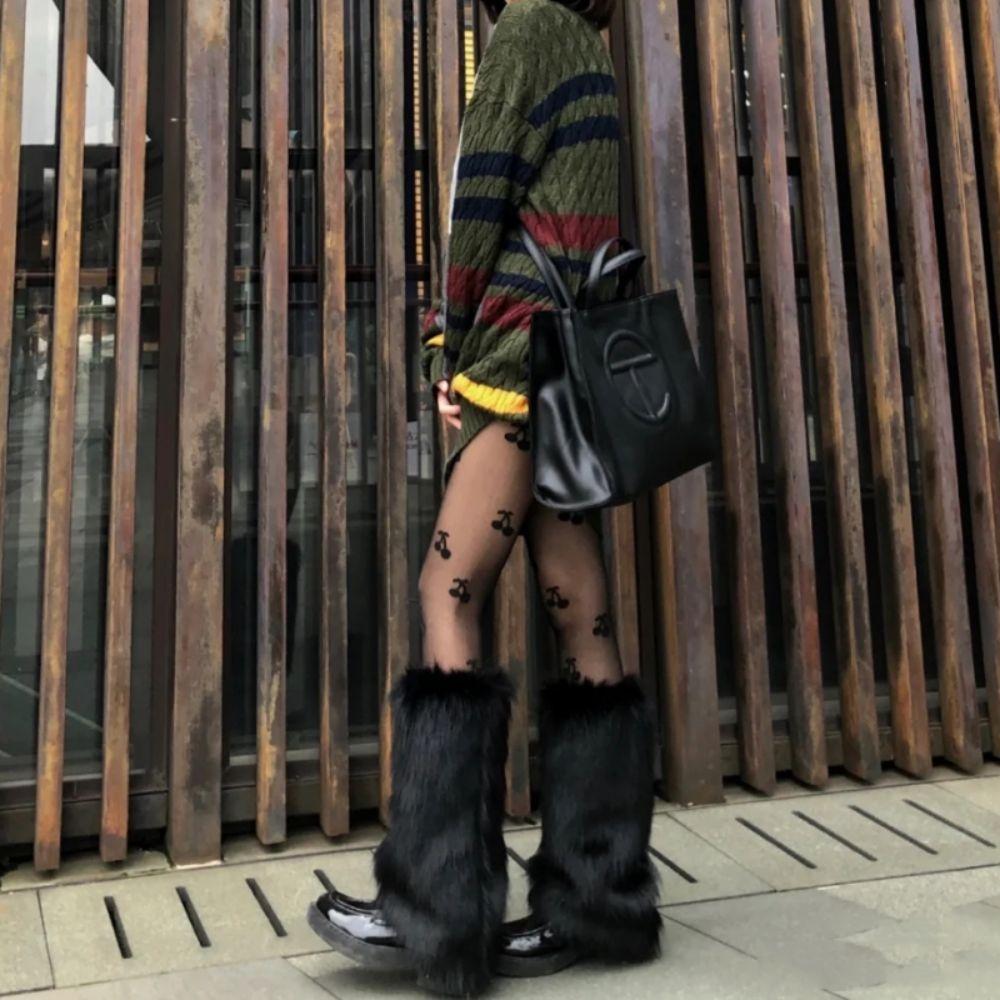 Гетры из искусственного меха в стиле Лолита, утолщенные, длинные носки-гольфы, имитация меха, пушистые гетры, осень/зима