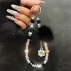 Hand-beaded Mobile Phone Lanyard Strap Crystal Car Keychain New Bag Pendant  Ornament