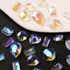 20 шт. Подвески для ногтей со стразами Aurora Color Heart Square Teardrop Glass Stones 3D Nail Manicure Craft Decorations