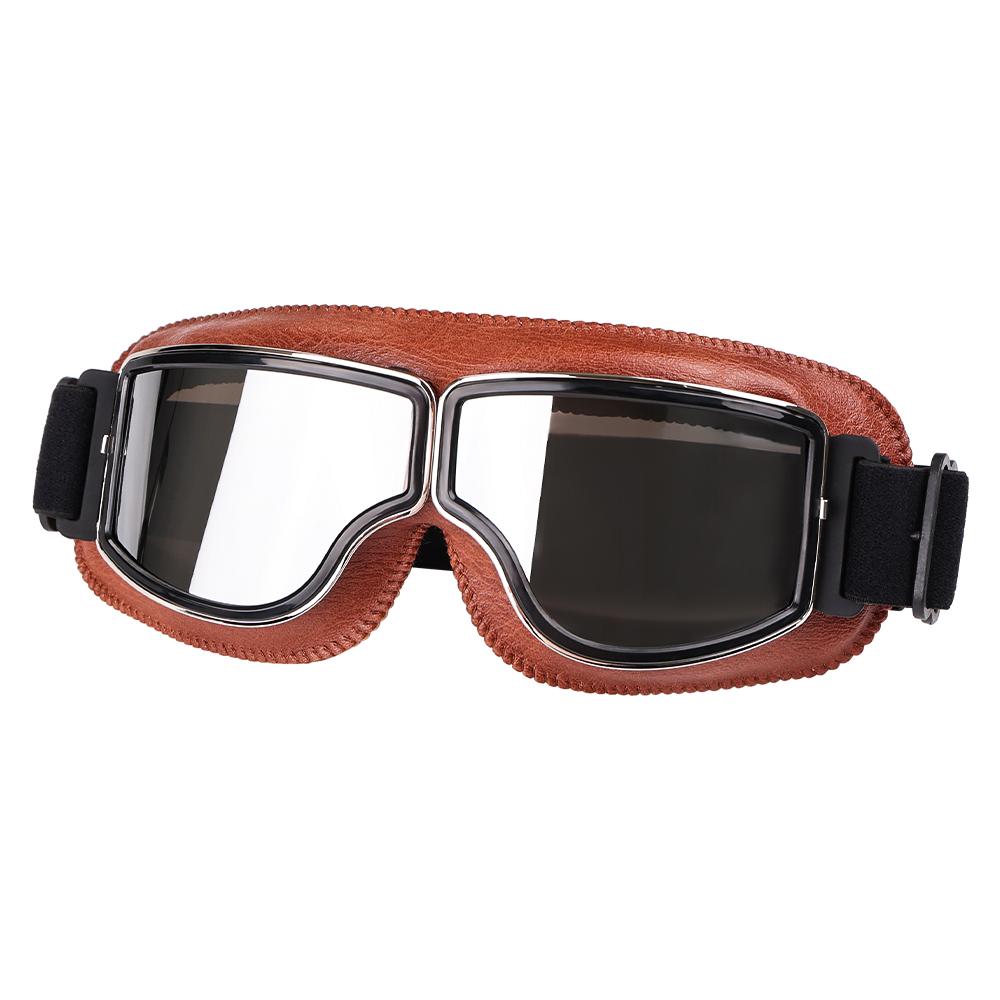 Мотоциклетный шлем, очки в стиле ретро, ​​складные мотоциклетные очки, ветрозащитные защитные очки для мотокросса, винтажные кожаные велосипедные очки