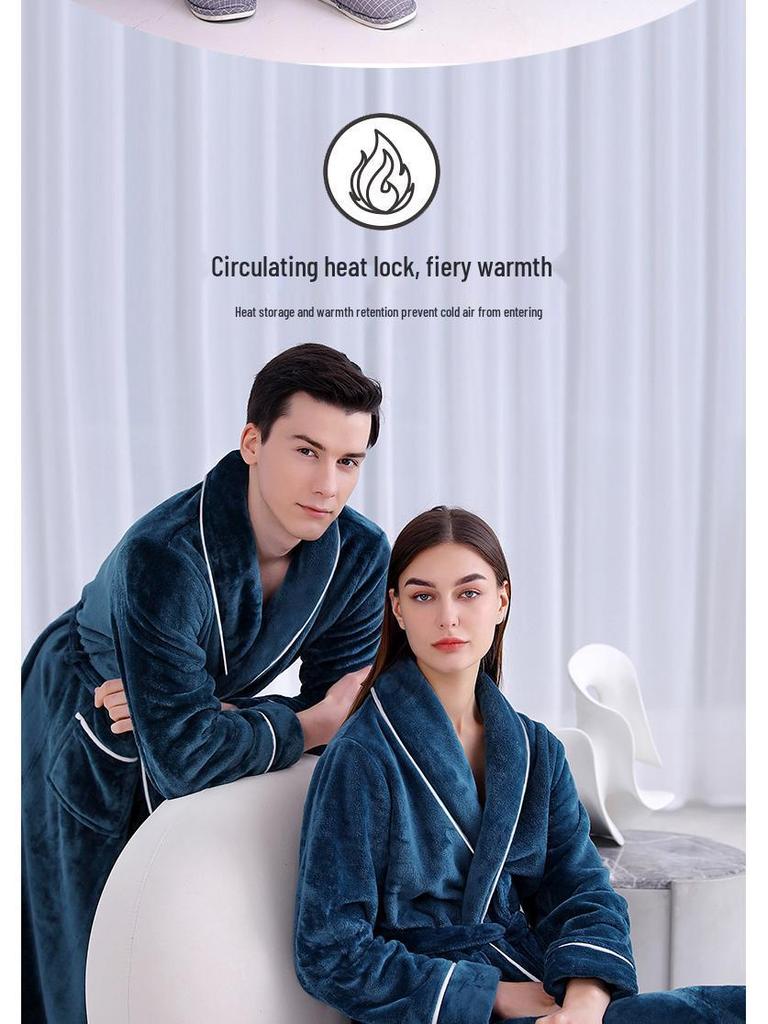 Thick Flannel Couple Bathrobe - Plus Size Homewear for Women & Men
